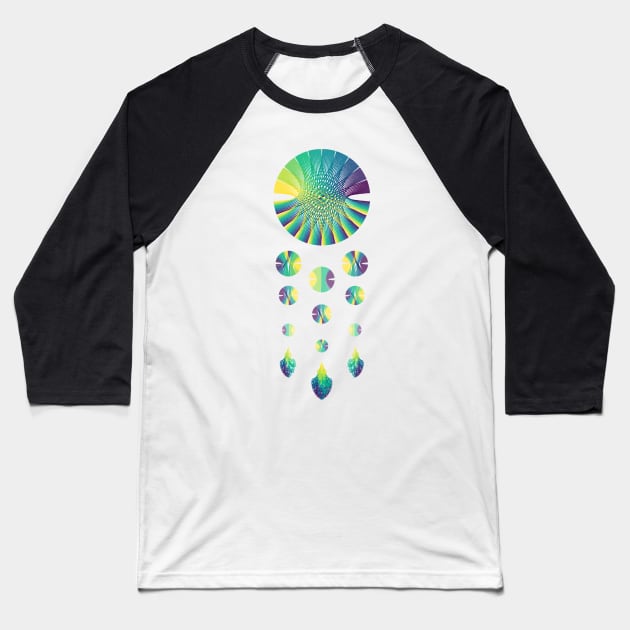 Dream Catcher | Peacock Blue Green Yellow White Baseball T-Shirt by aRtVerse